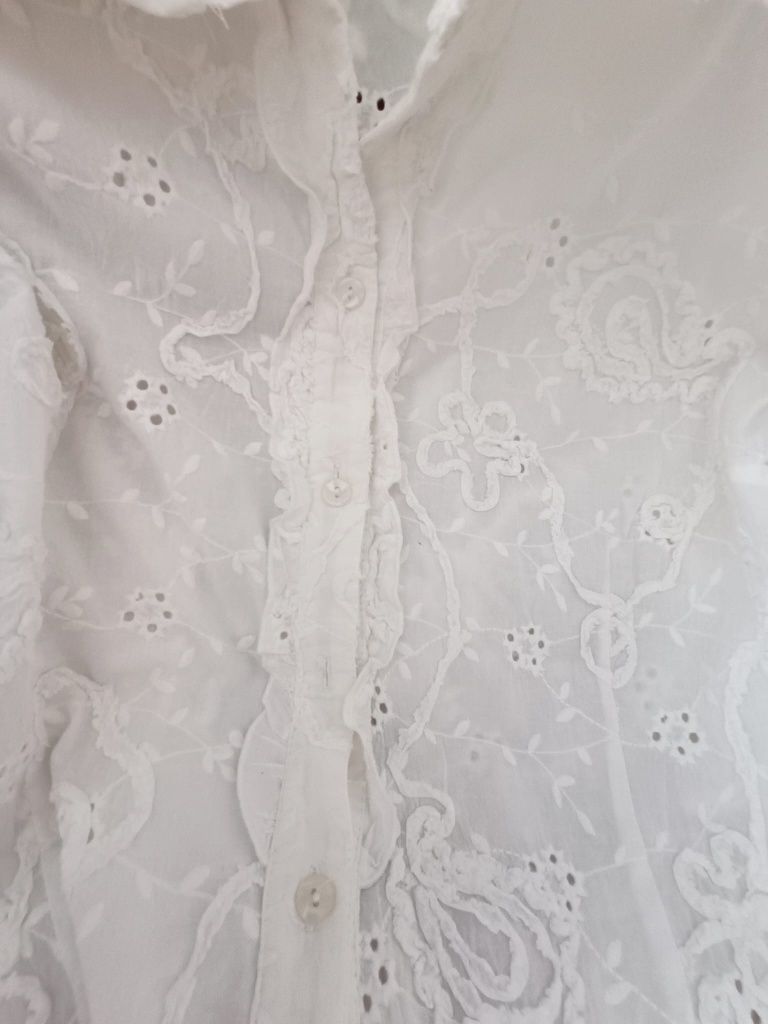 Biała haftowana bluzka koszula XXL bawełniana plus size piękna