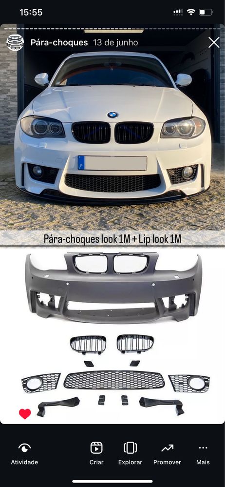 Pára-choques frontal look 1M BMW E81/E82/E87/E88