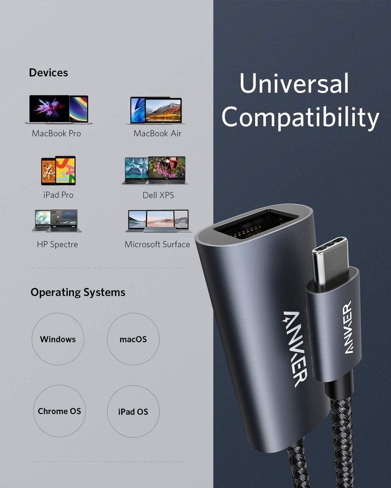 Портативний адаптер Anker PowerExpand USB-C на Ethernet, 1000 Мбіт/с