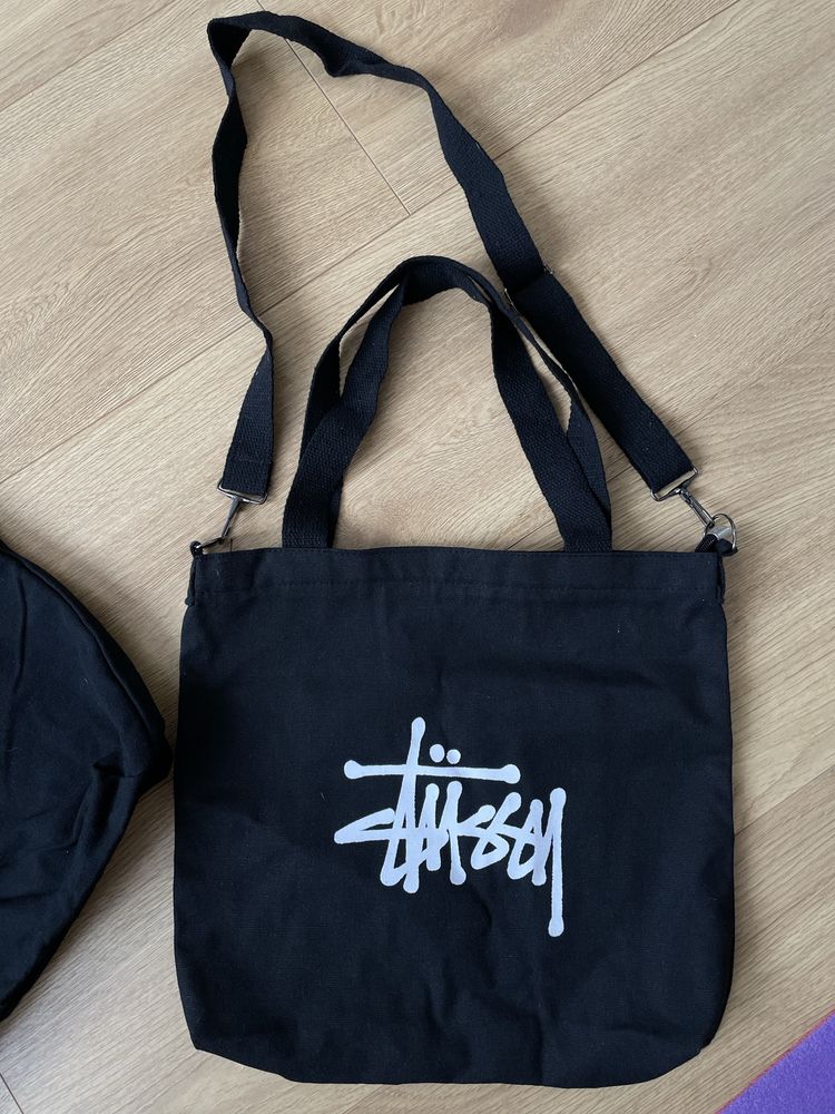 Шопер stussy чорний тканинний