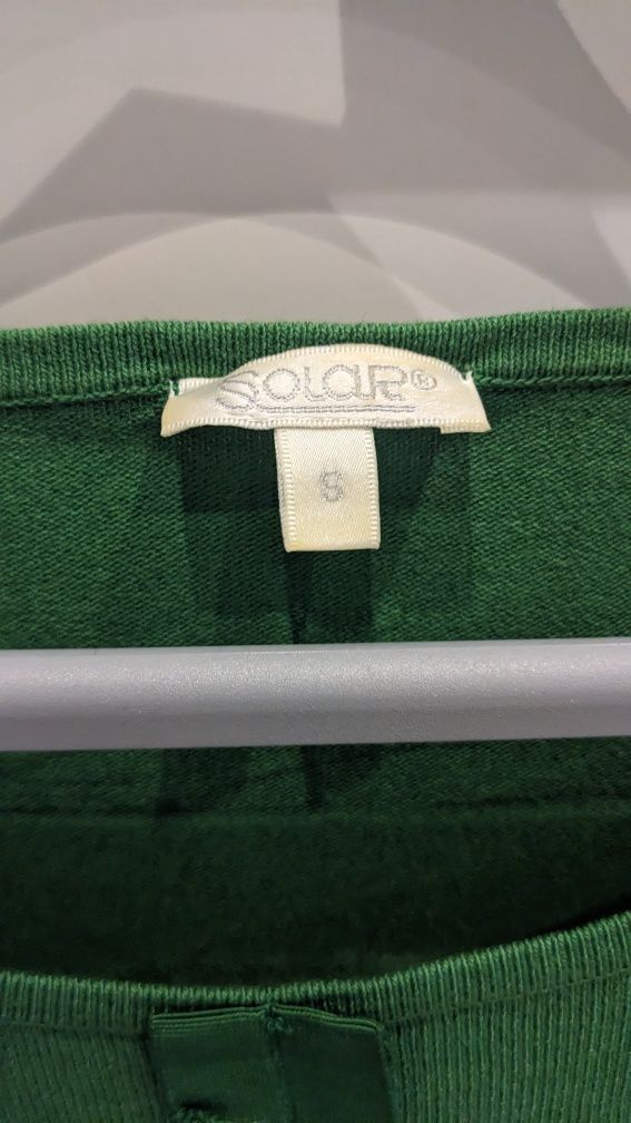 Sweterek bluzka zielona wiosenna solar elegancka s 36 rękaw 3/4