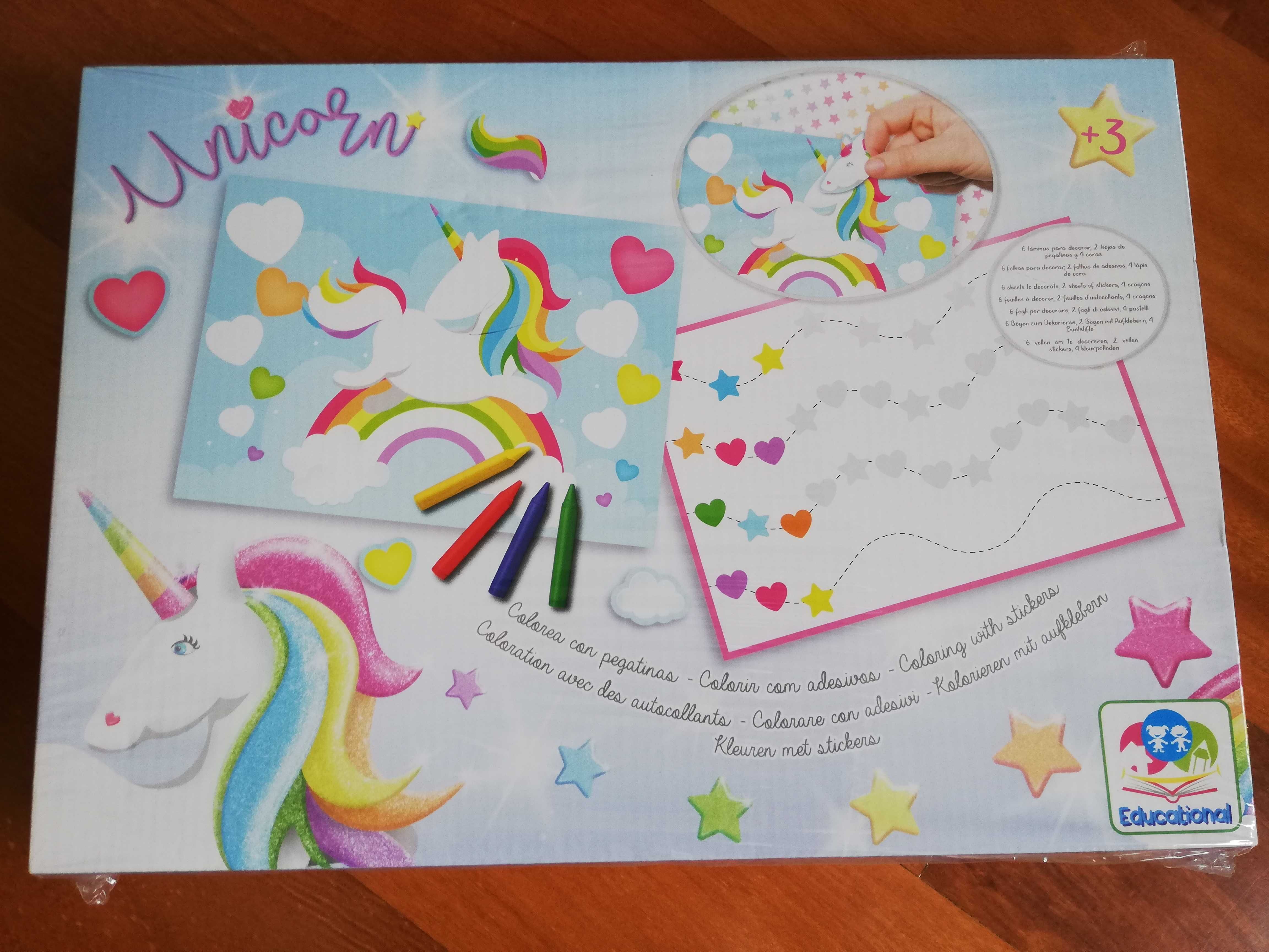 Brinquedo - Desenhos para colorir com autocolantes - Unicórnio