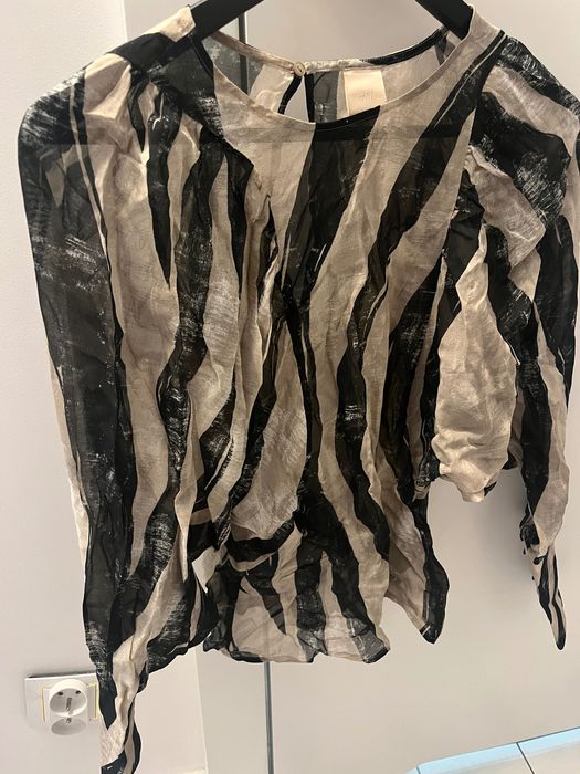 Bluzka koszula H&M beżowa kremowa czarna, rozm. 34. Nowa