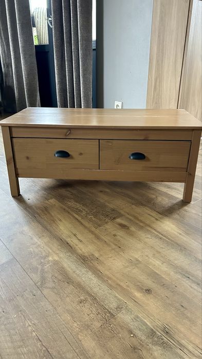 Stolik kawowy, miodowy brąz, 100x50x40 cm, lite drewno sosnowe