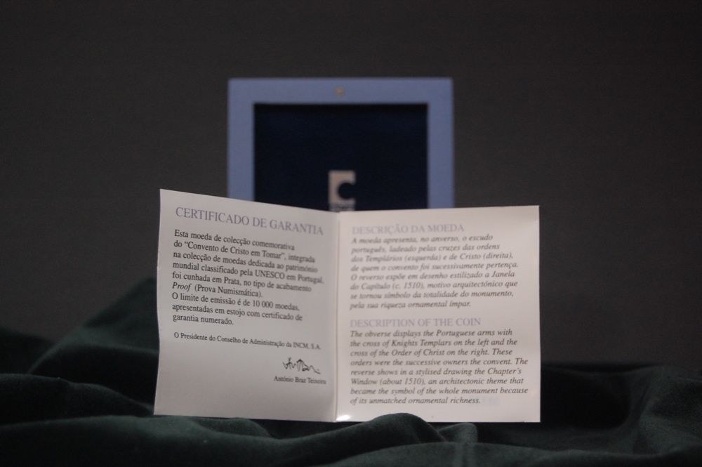 Moeda prata Convento de Cristo Tomar Proof.