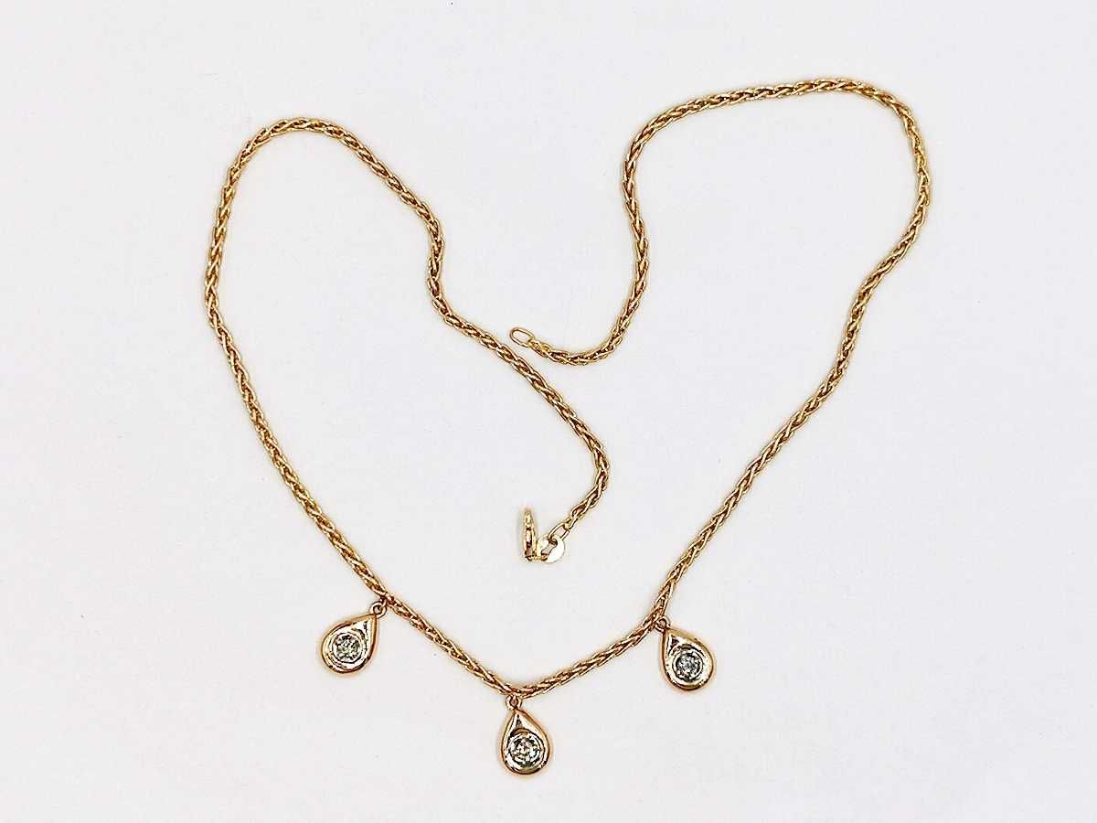 naszyjnik złoto 14K 585 diamenty brylanty 0,26 ct 6,73 g certyfikat
