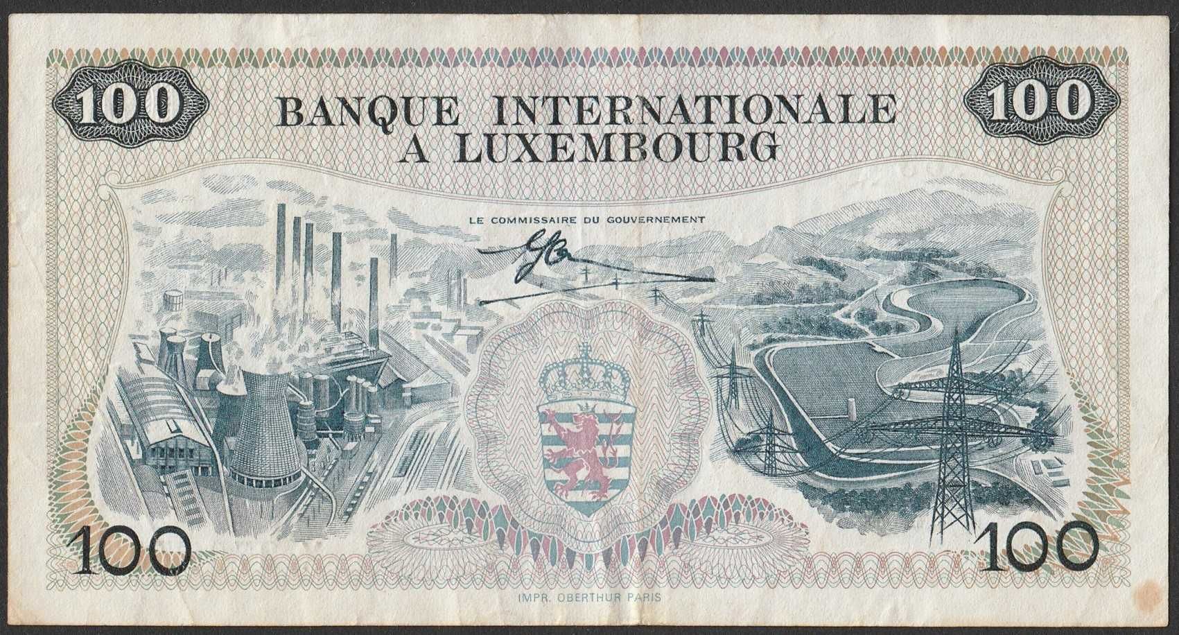 Luksemburg 100 franków 1968 - książę Jan