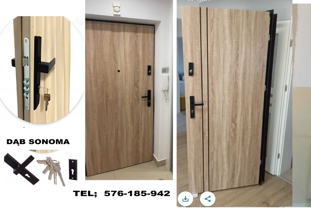 Drzwi zewnętrzne wejściowe , akustyczne z montażem metalowe ocieplone