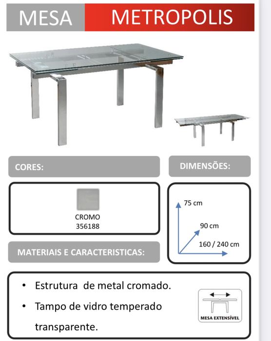 Mesa em vidro como nova + 4 cadeiras