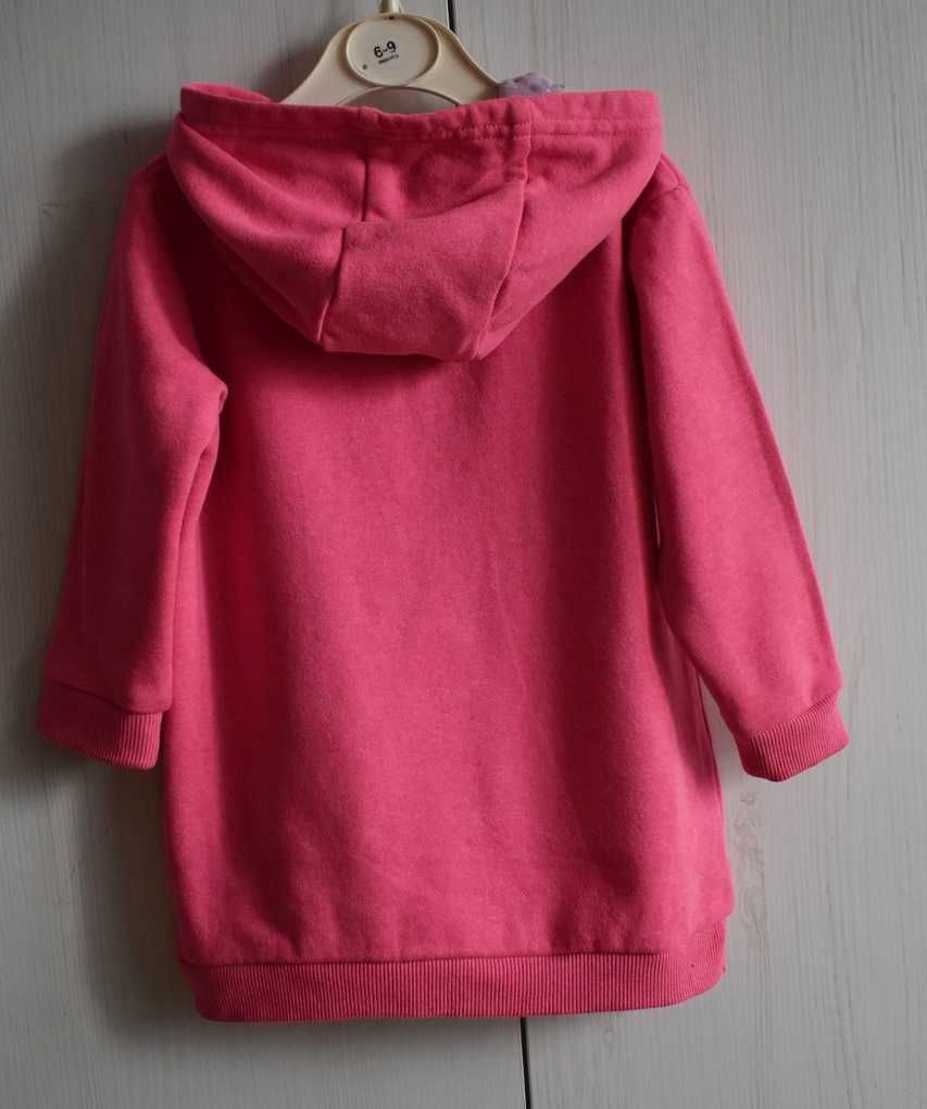 Bluza 86 92 bawełniana tęcza nadruk z kapturem dłuższa bawełna wygodna