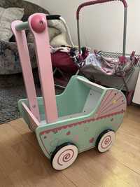 Wózek drewniany do zabawy dla dzieci