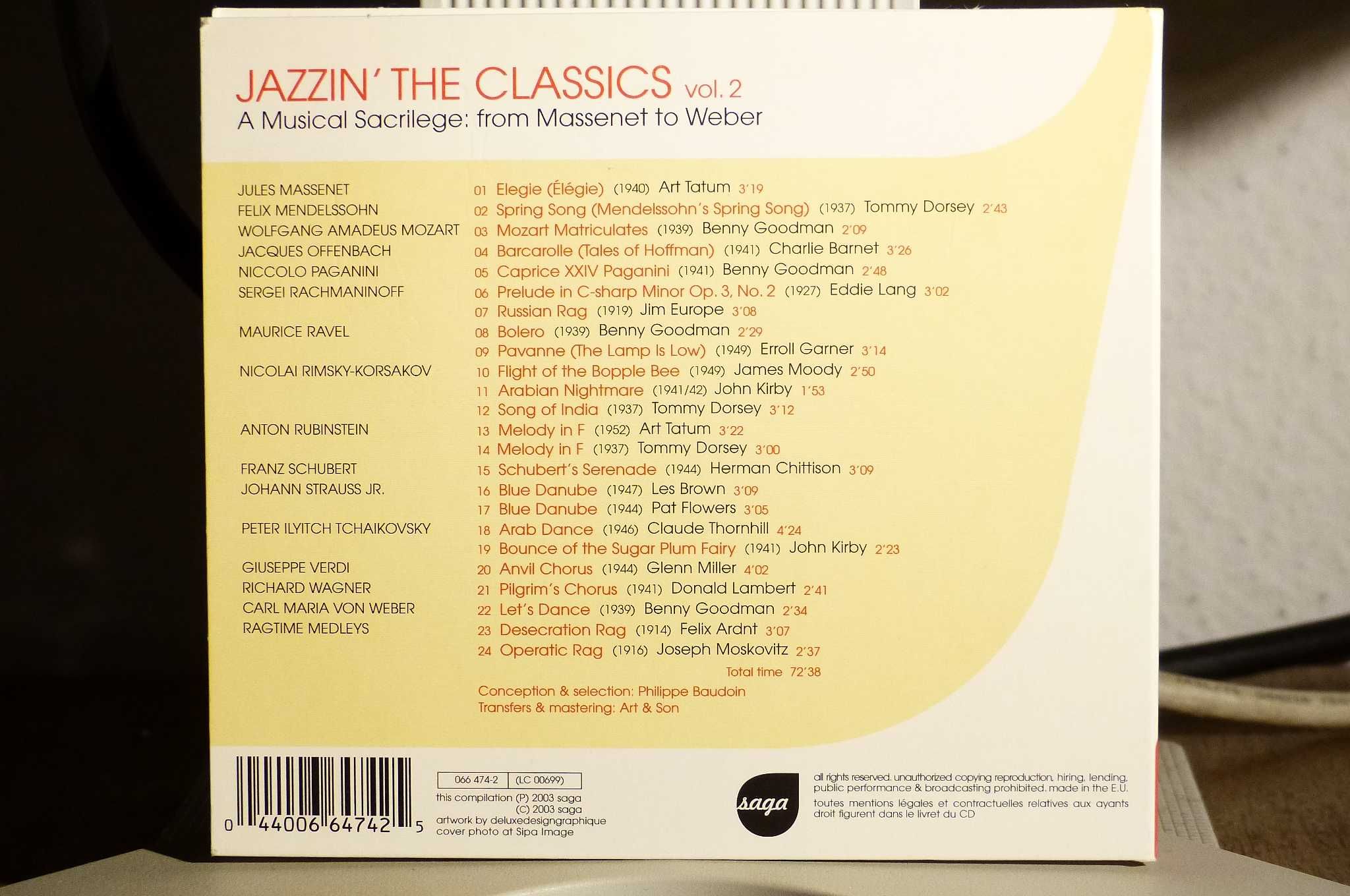 CD Jazzin' The Classics Vol. 2 Saga Art Tatum Benny Goodman