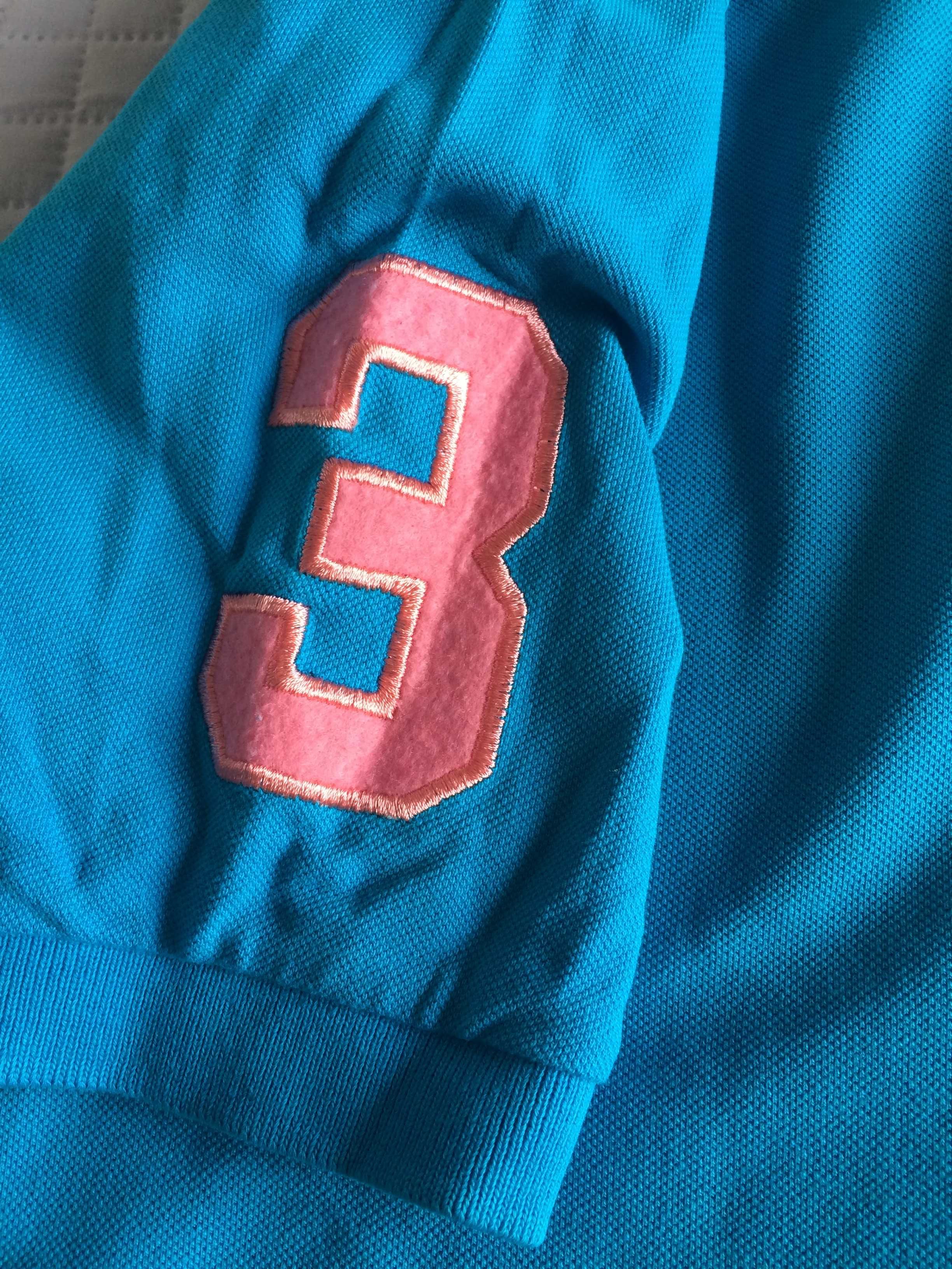 Polo by Ralph Lauren, niebieska efektowna polówka, 3, XL