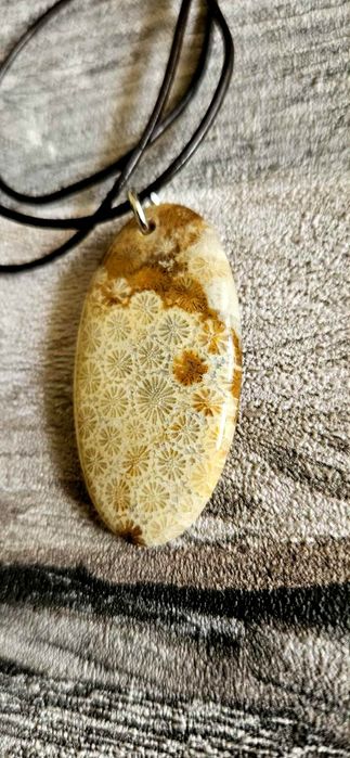 Naturalny amulet skamieniały koral kamień talizman wisiorek naszyjnik