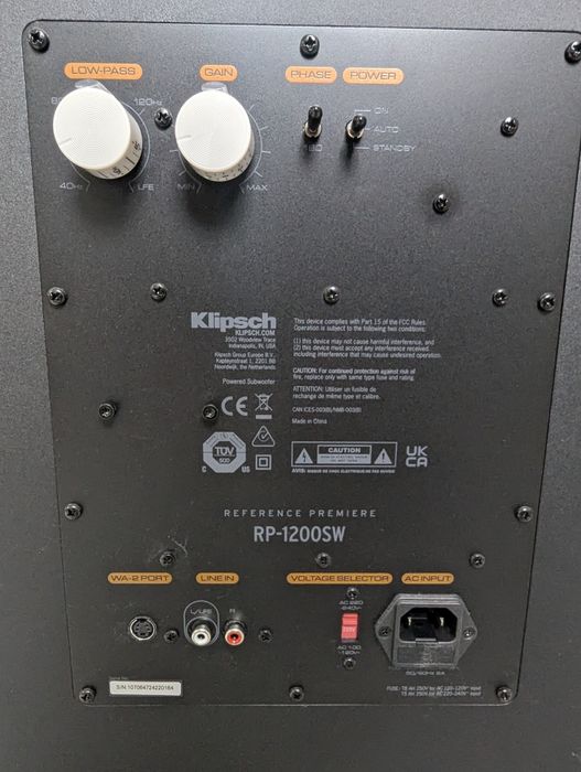 Мощный Активный сабвуфер Klipsch RP-1200SW. НЧ-30см. 400 Вт! Вес 31 кг