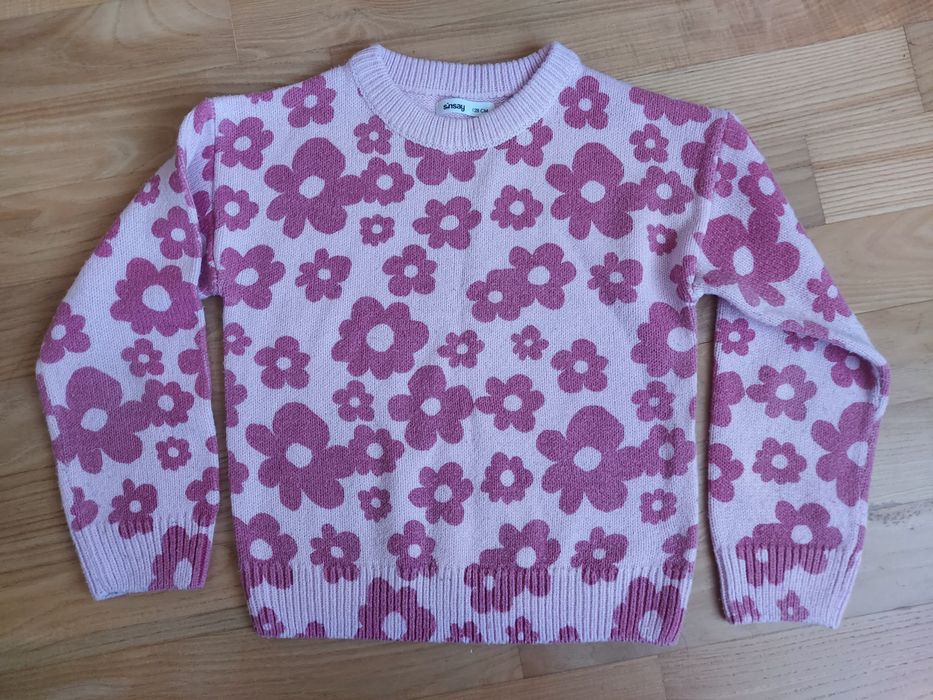 Дитячий теплий в'язаний светр Sinsay 128см з квітами