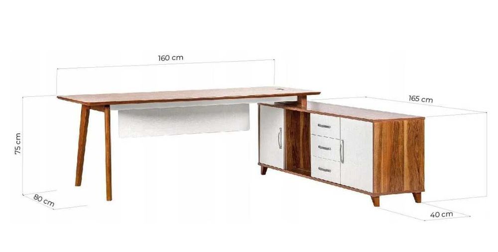 Biurko narożne Bemondi Evolutio z komodą 160x80