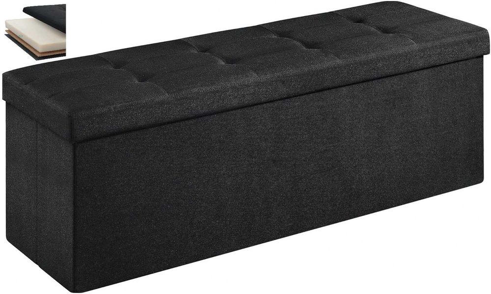 Taboret Pufa ławka SONGMICS Składany 110x38 cm Schowek 131L Ławka 300k