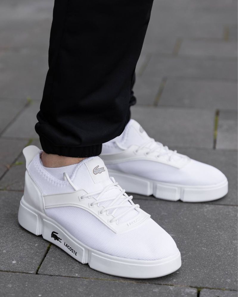 Мужские кроссовки лакоста белые Lacoste White 40,41,42,43,44