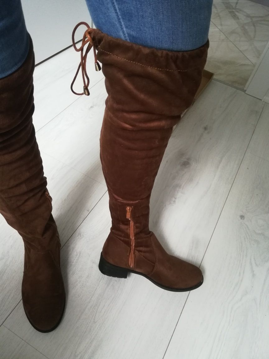 Kozaki camel /brązowe r 37 za kolano