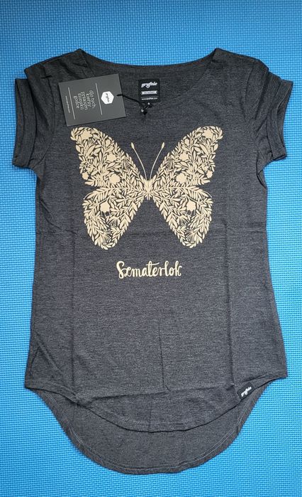 Szmaterlok t-shirt koszulka S NOWA grafit Gryfnie motyl