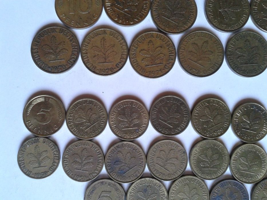 Монеты ФРГ 1,2,5,10 пфеннигов 1950-96 г.г. - 73 шт