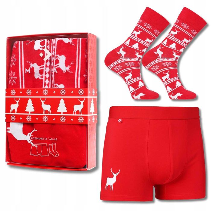 Zestaw Świąteczny MORAJ Bokserki Skarpety Prezent Mikołajki L i XL