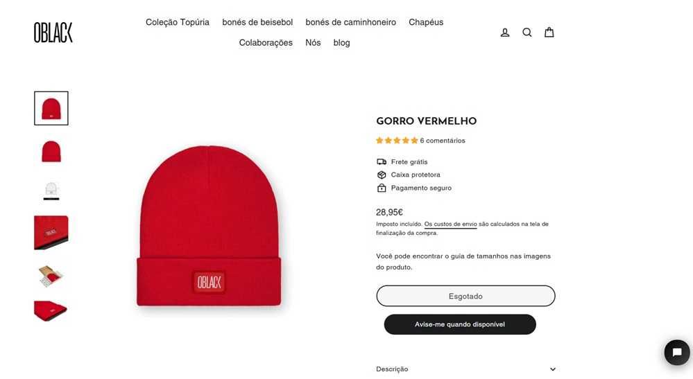 Oblack Gorro de inverno vermelho por estrear (155)