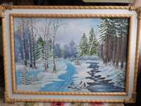Картина маслом "Зимний лес"
