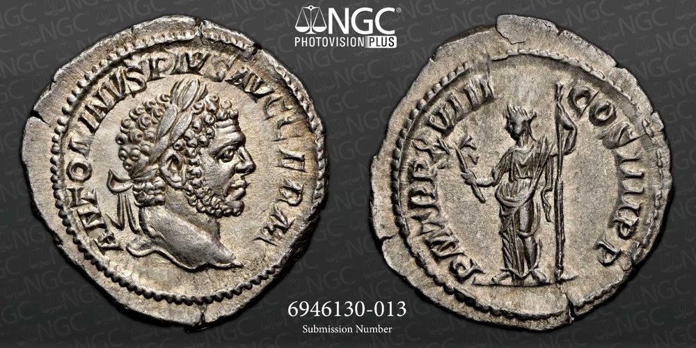 Caracalla Denario Romano Ch AU