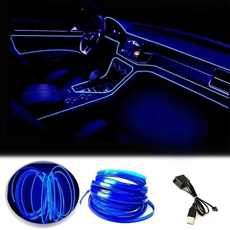 Tira de Iluminação Interior de Carro LED Azul Auto 5M ou 3M