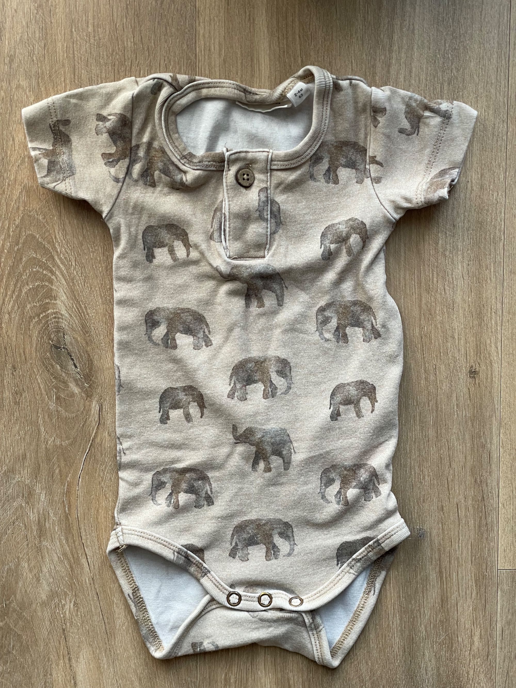 Zestaw body z krótkim rękawem i spodnie Lil Atelier 62 słonie niemowlę