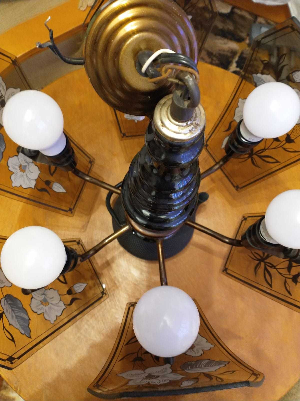 Oryginalna stara lampa - malowana na szkle