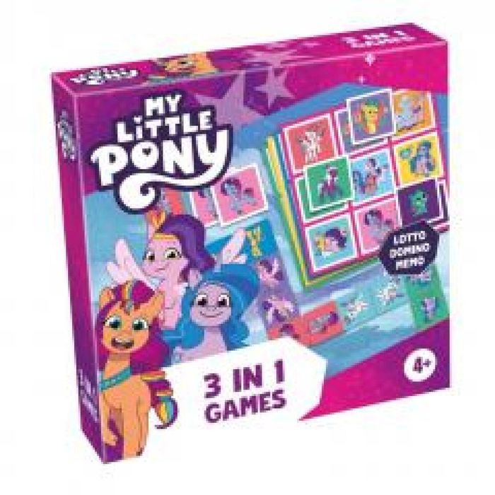My Little Pony 3w1 Lotto, Domino, Memo Tactic pudełko,219x226 mm