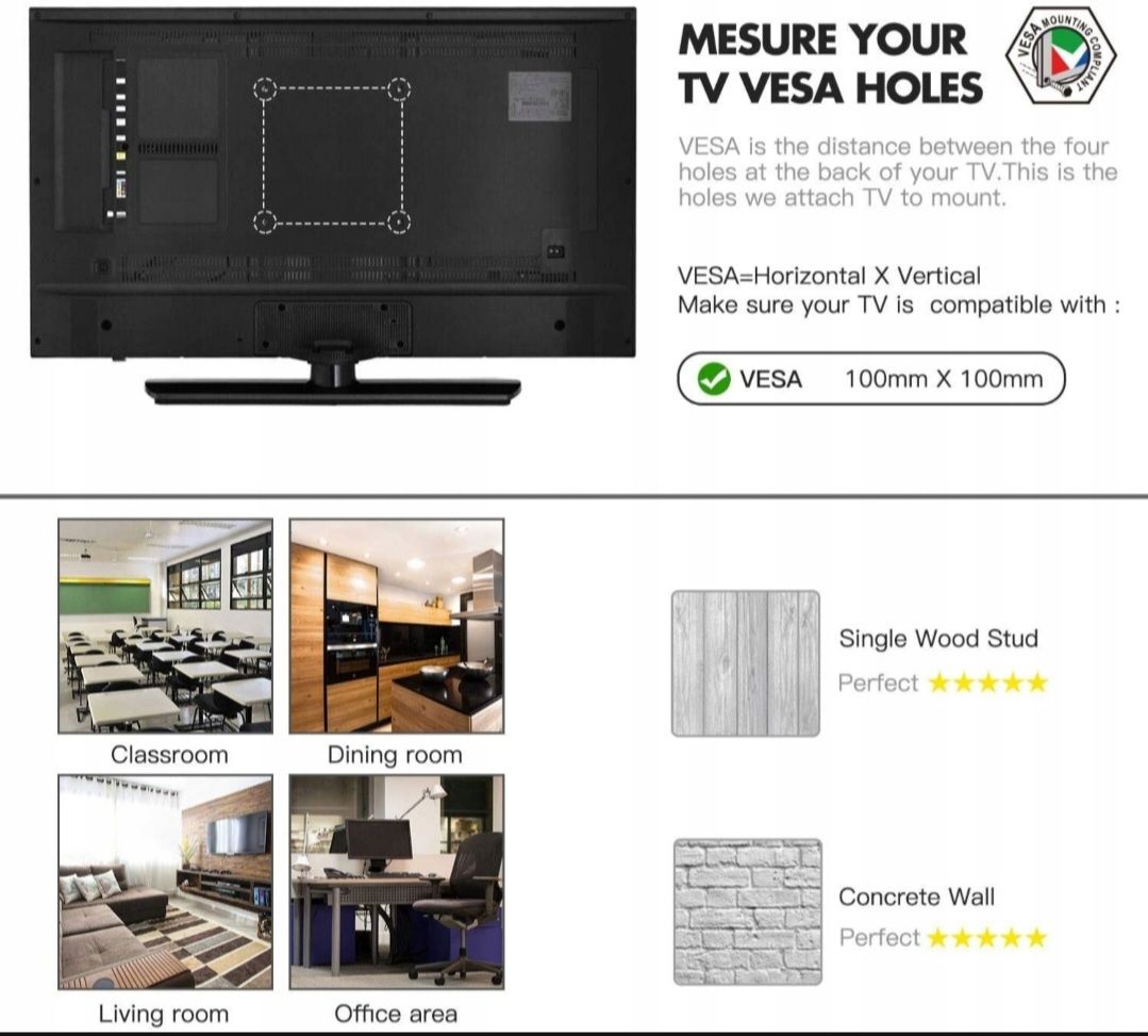 Uchwyt do monitora 13-42" waga max 20 kg Perlegear