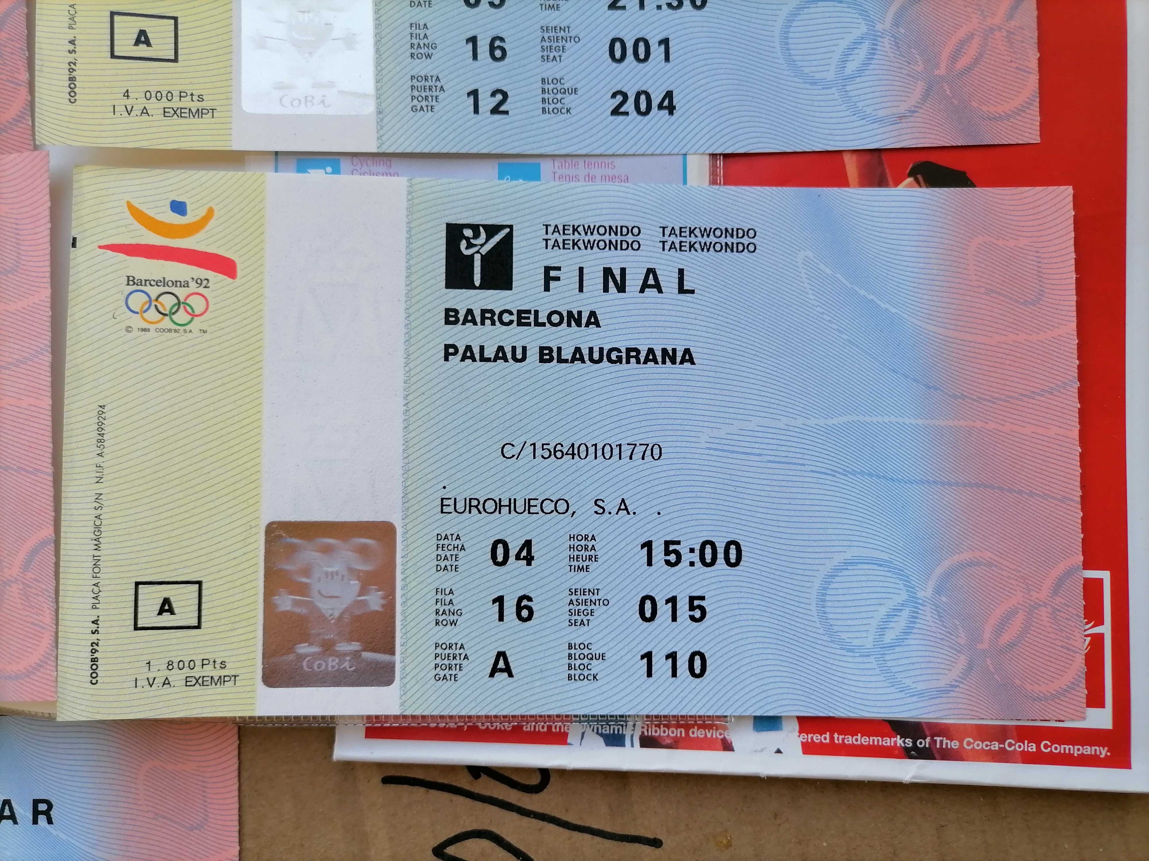 OLYMPIC GAMES Barcelona 92 TICKETS Basketball, Football, Athletics,etc