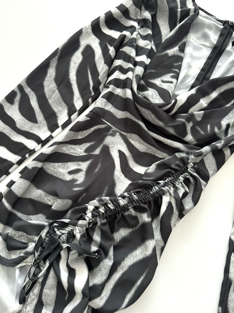 AsYou satynowa sukienka zebra print