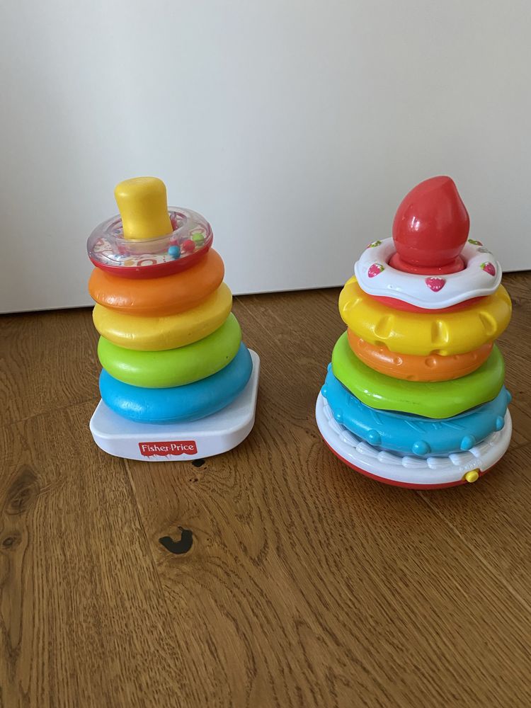 Sorter kółka fisher price i grajacy świecący piramidka p