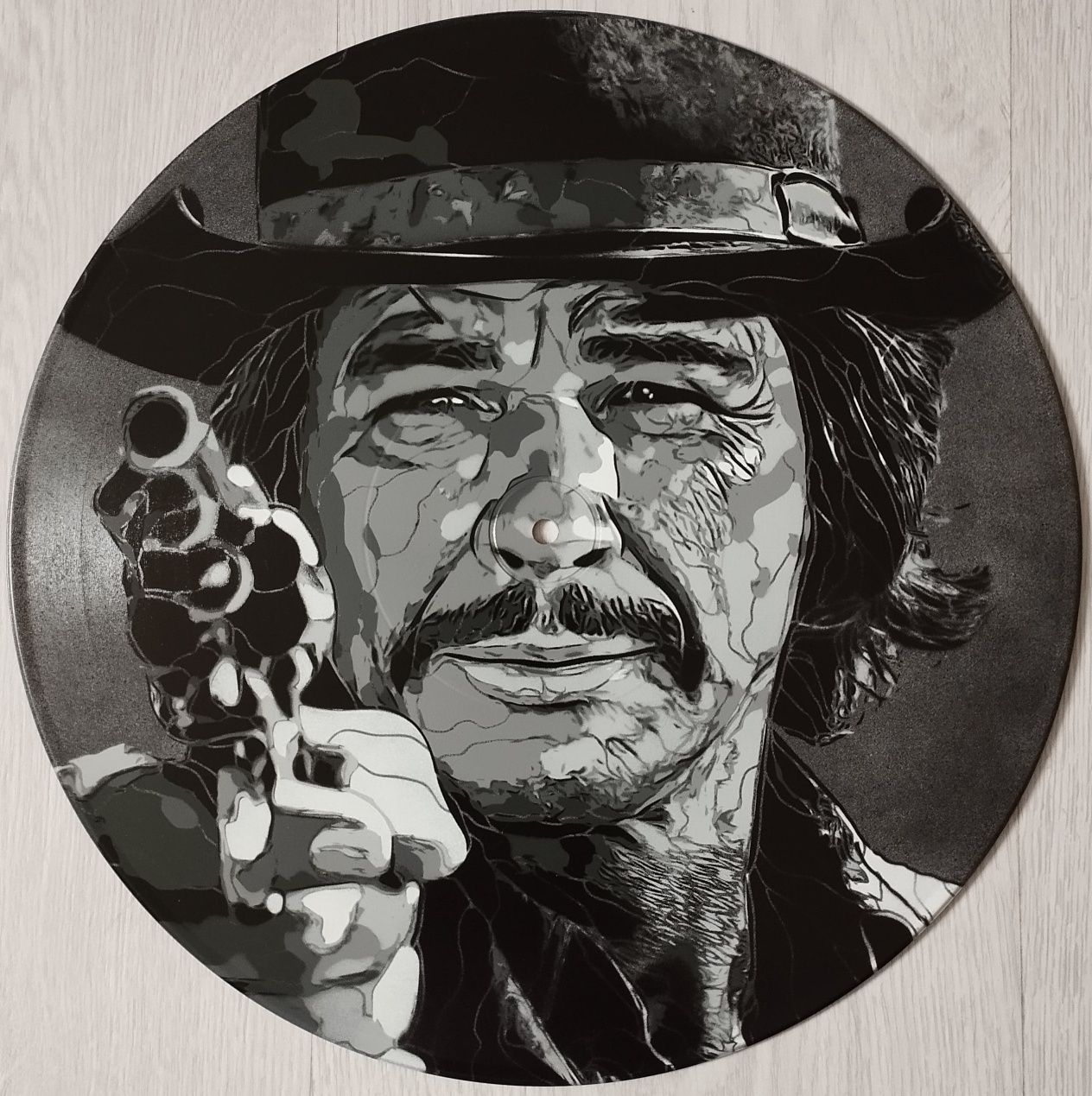 Charles Bronson pintura original em disco de vinil
