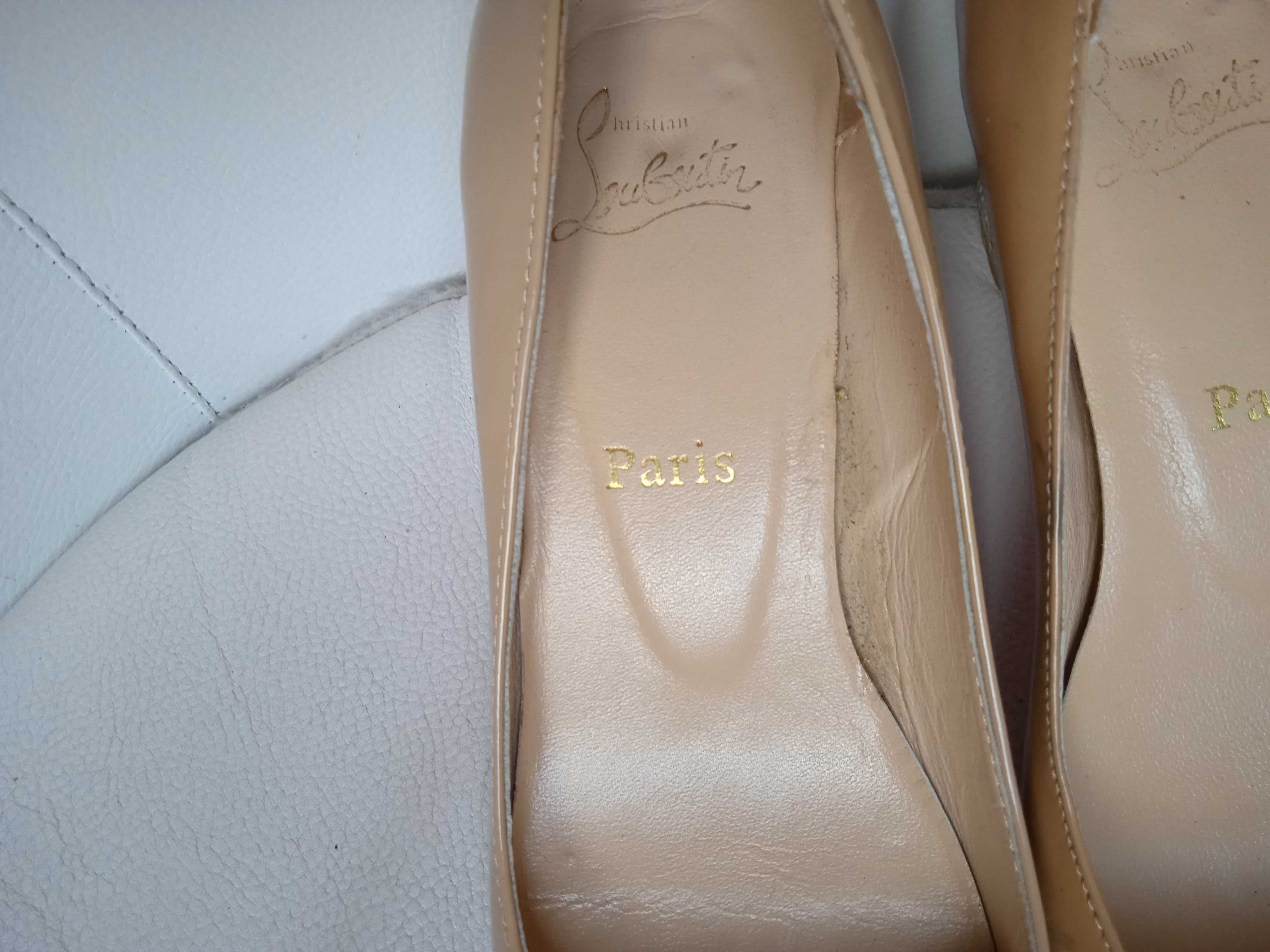 Louboutin nude kryształki 100% oryginał czółenka Unikat-38