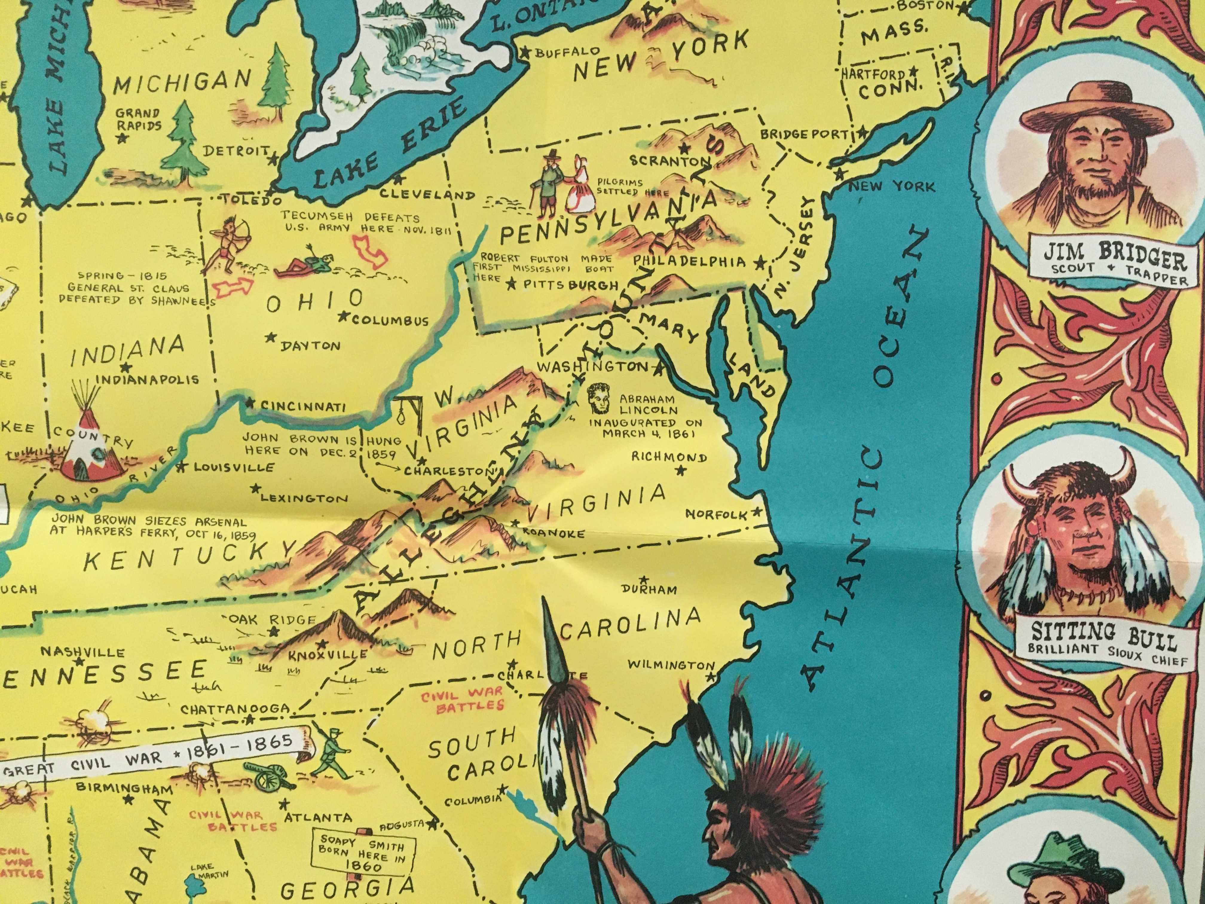 Mapa, Sheriff Danny Arnold's Pictorial Map, Print for Marlboro