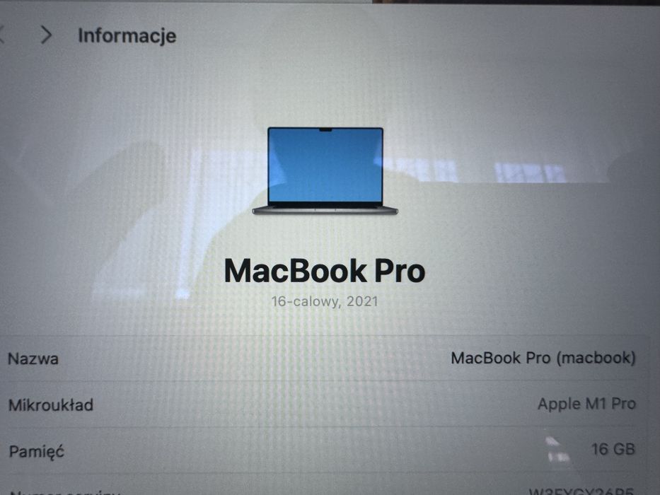 MacBook PRO A2485 M1 16GB 512GB 34 cykle NOWY caly zestaw