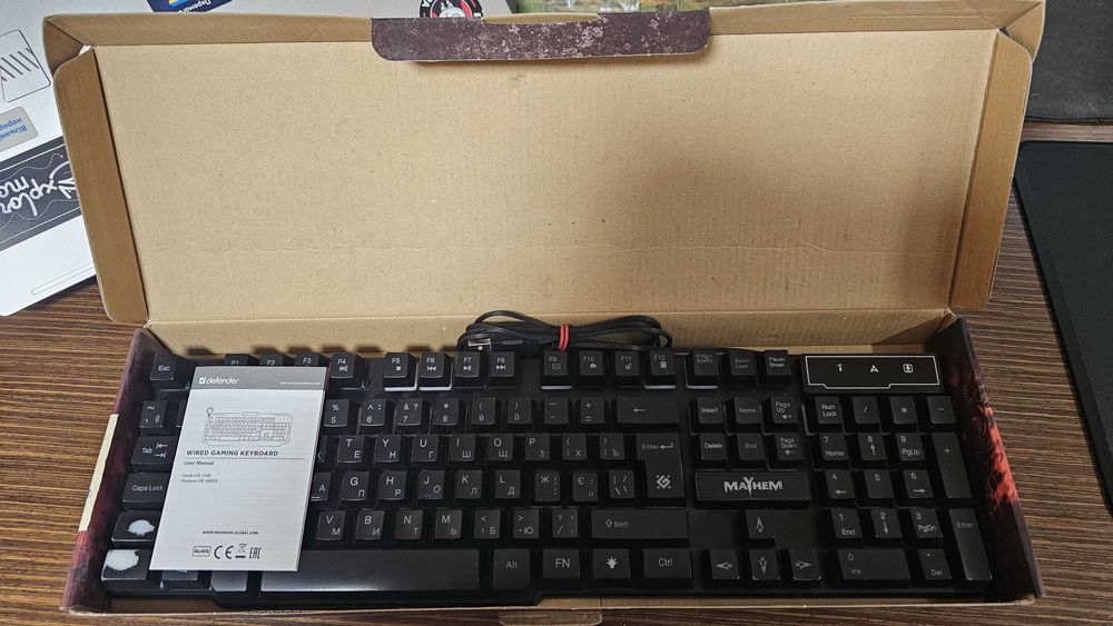 Клавіатура ігрова DEFENDER Mayhem GK-360DL RGB райдужне підсвічування