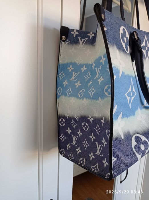 Duża torebka shopperka niebieska z podwójnymi rączkami LV