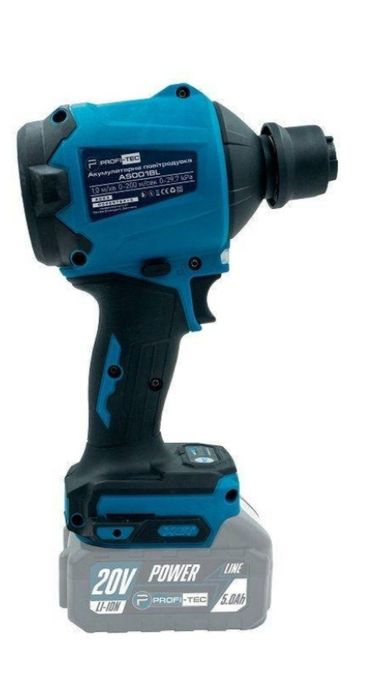 повітродувка акумуляторна 20 В, видування/втягування.1,1 м³/м,6насадок