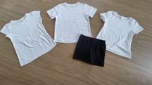 Strój na wf, białe koszulki t-shirt i czarne spodenki, wzrost 116 cm 7