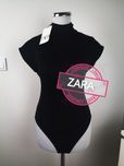 Czarne body ZARA basic modne prążkowane z Zary bluzka top prążek nowe