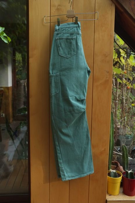 szerokie zielone jeansy Lioness Australia grube baggy lowwaist bojówki