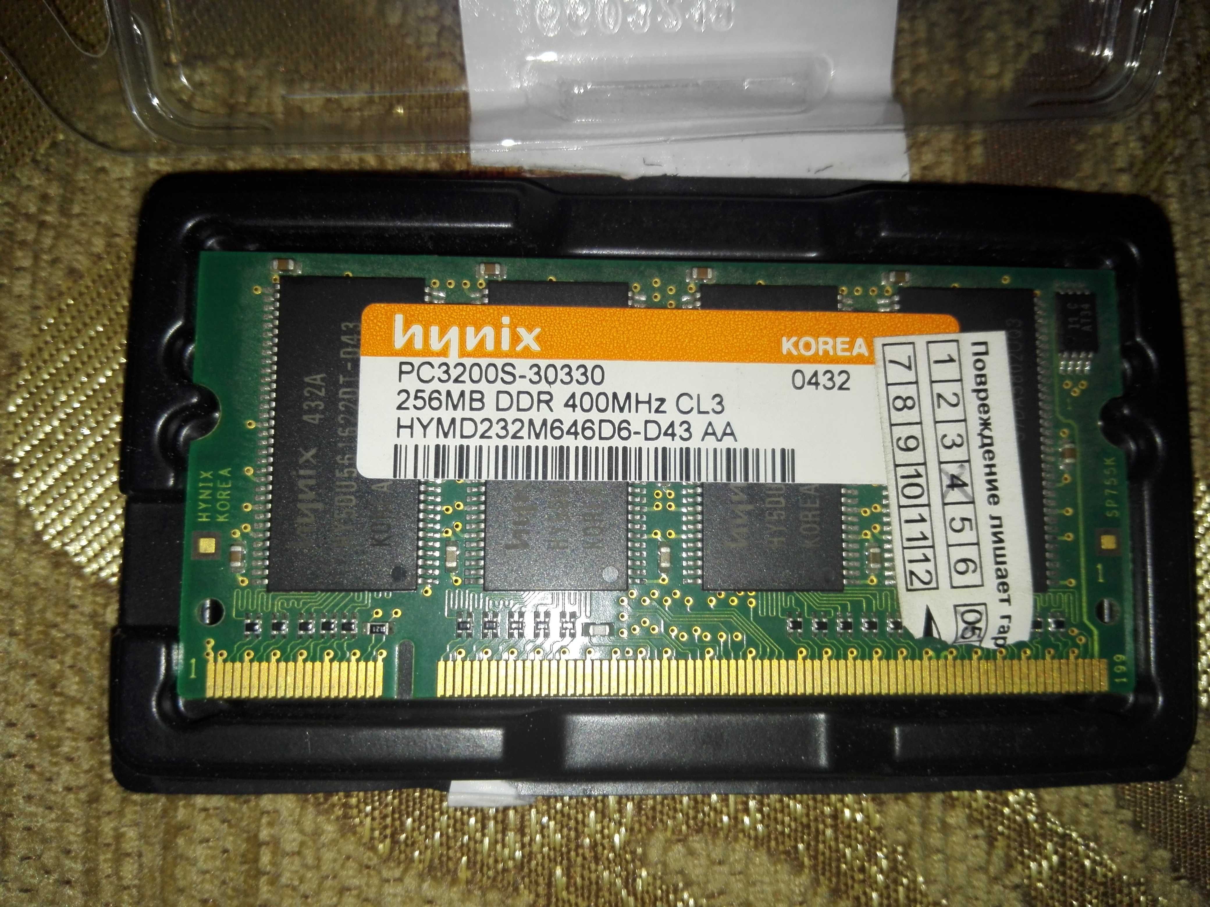 DDR1 DDR Hynix 256Mb 400MHz PC3200 SoDIMM