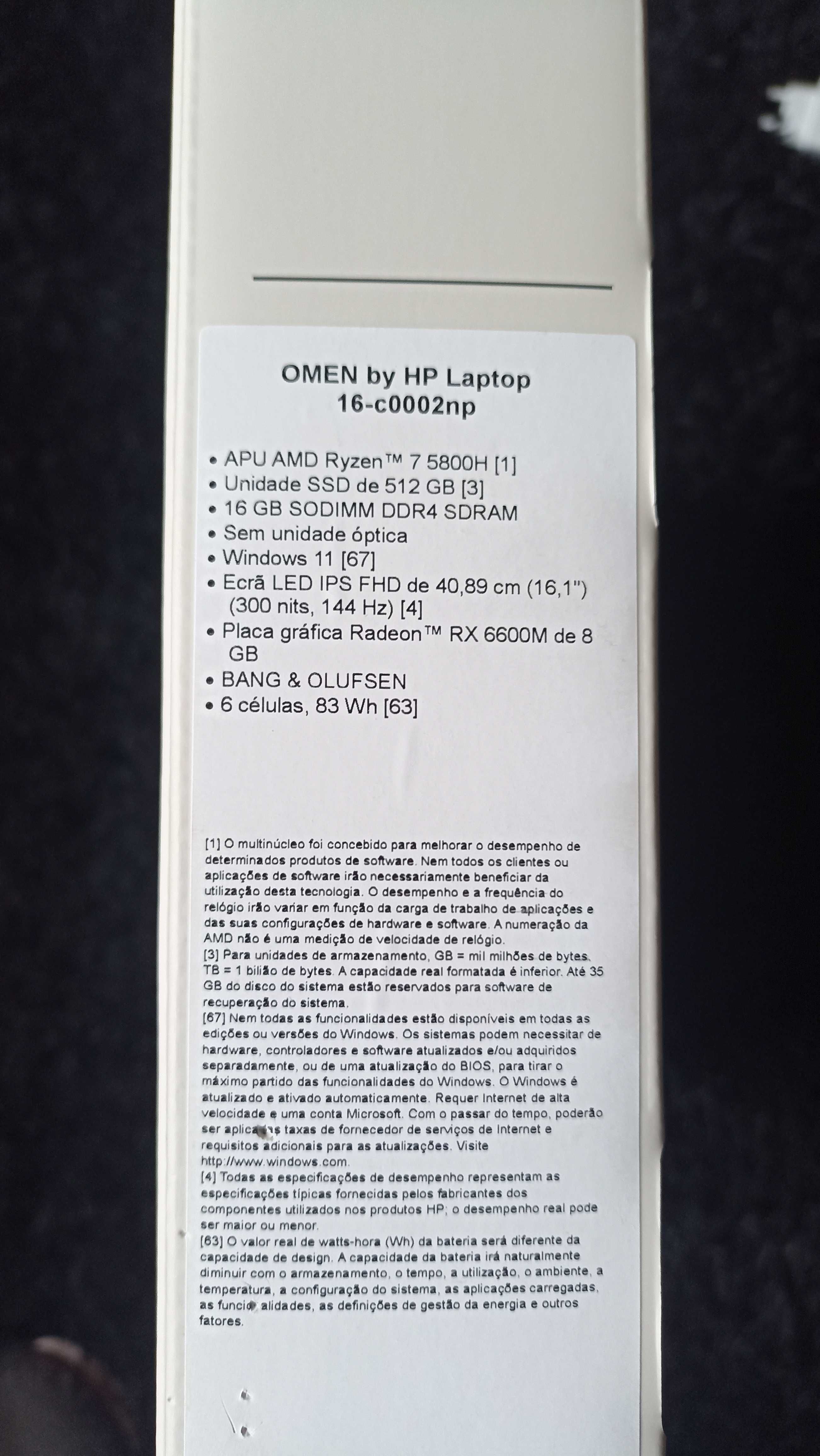Portátil Gaming HP Omen 16-c0002np - AMD Ryzen 7 5800H